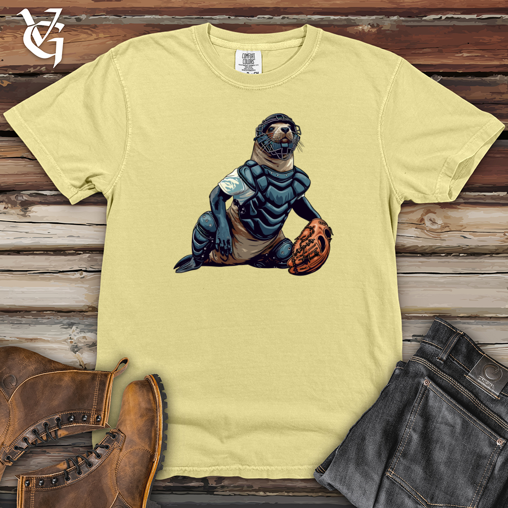 Viking Goods Seal Baseball Catcher Heavy Cotton Comfort Colors Tee Banana / L