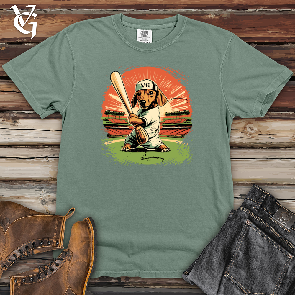 Viking Goods Dachshund Baseball Slugger Heavy Cotton Comfort Colors Tee Bay / L