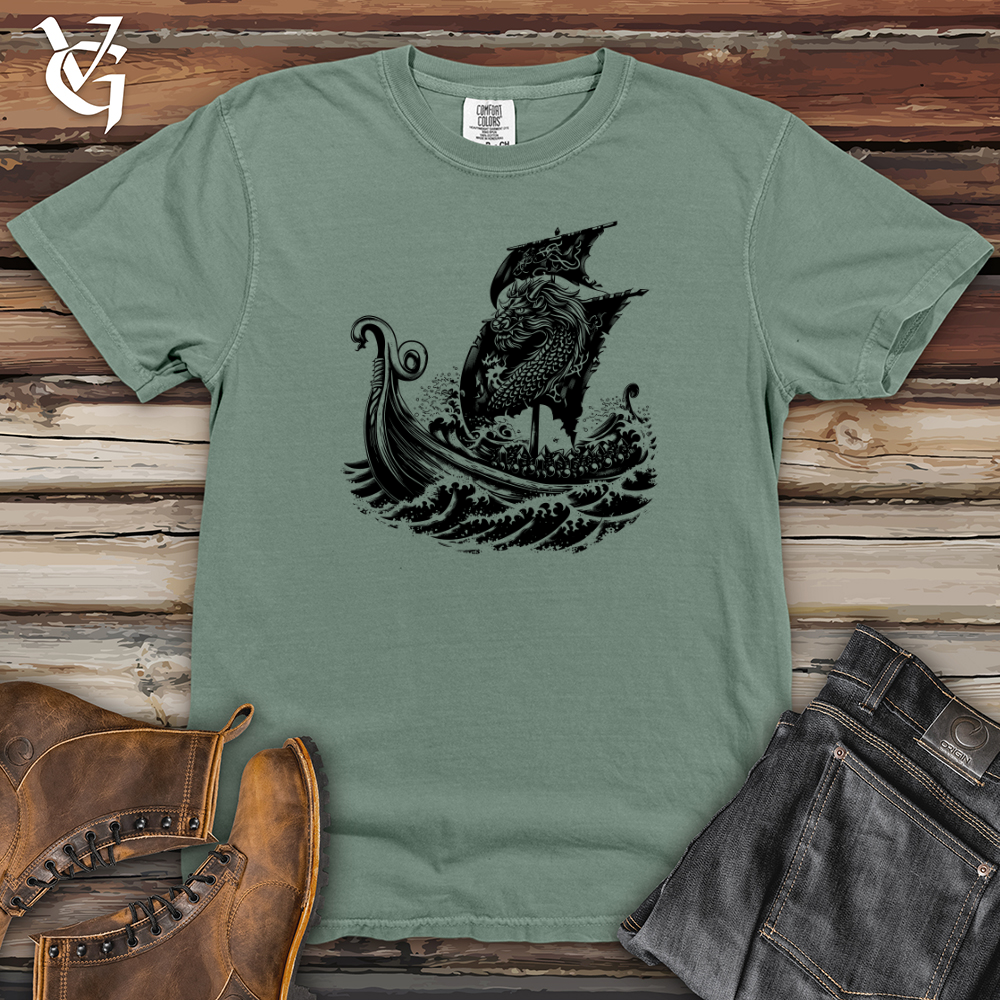 Viking Goods Dragon Ship Voyage Heavy Cotton Comfort Colors Tee Bay / L