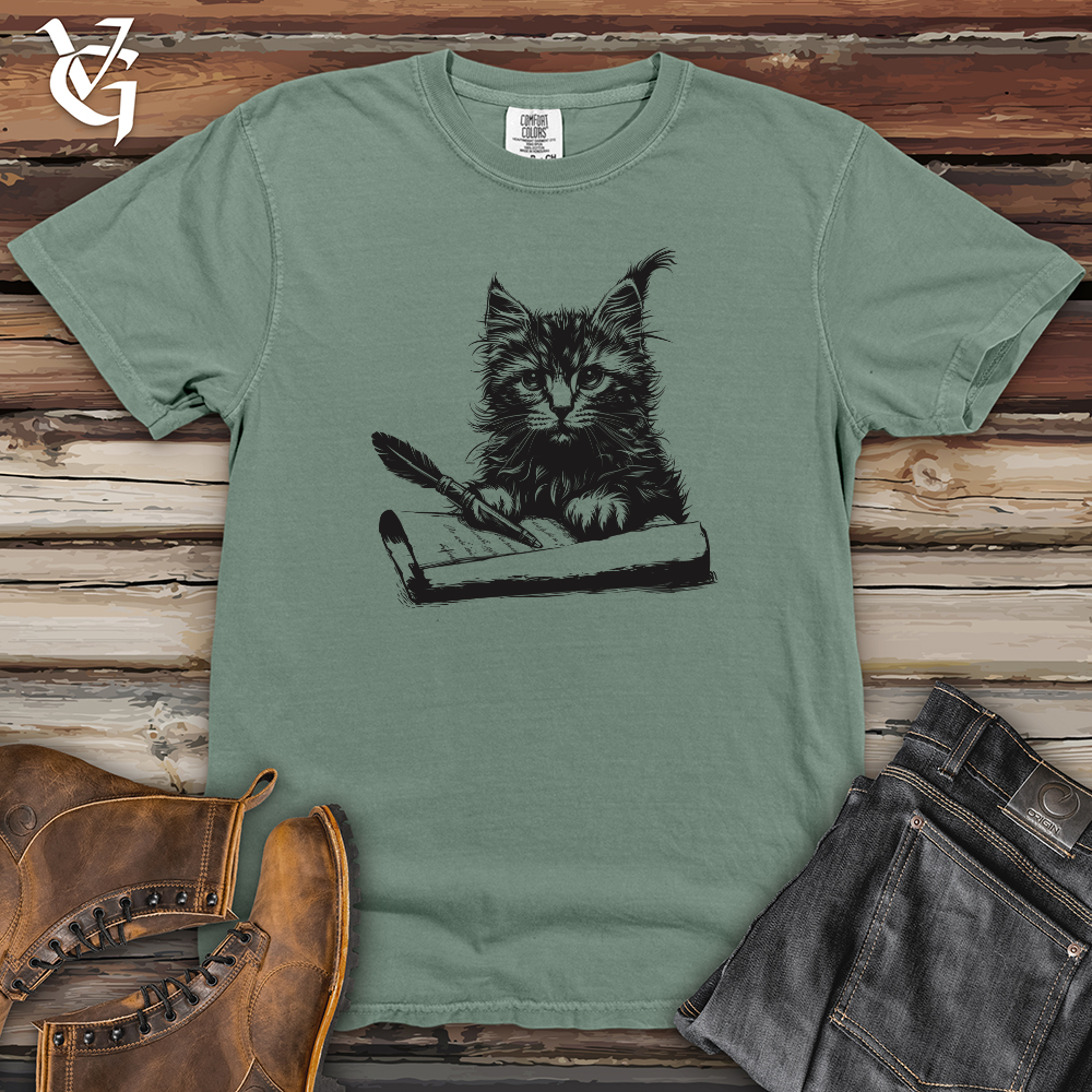 Viking Goods Kitten Poetic Scribe Heavy Cotton Comfort Colors Tee Bay / L
