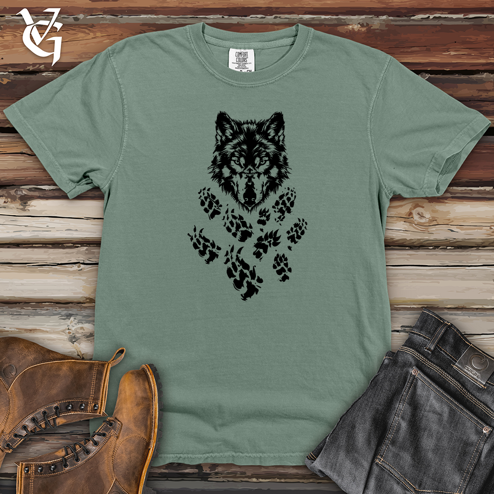 Viking Goods Wolf Paw Trail Heavy Cotton Comfort Colors Tee Bay / L