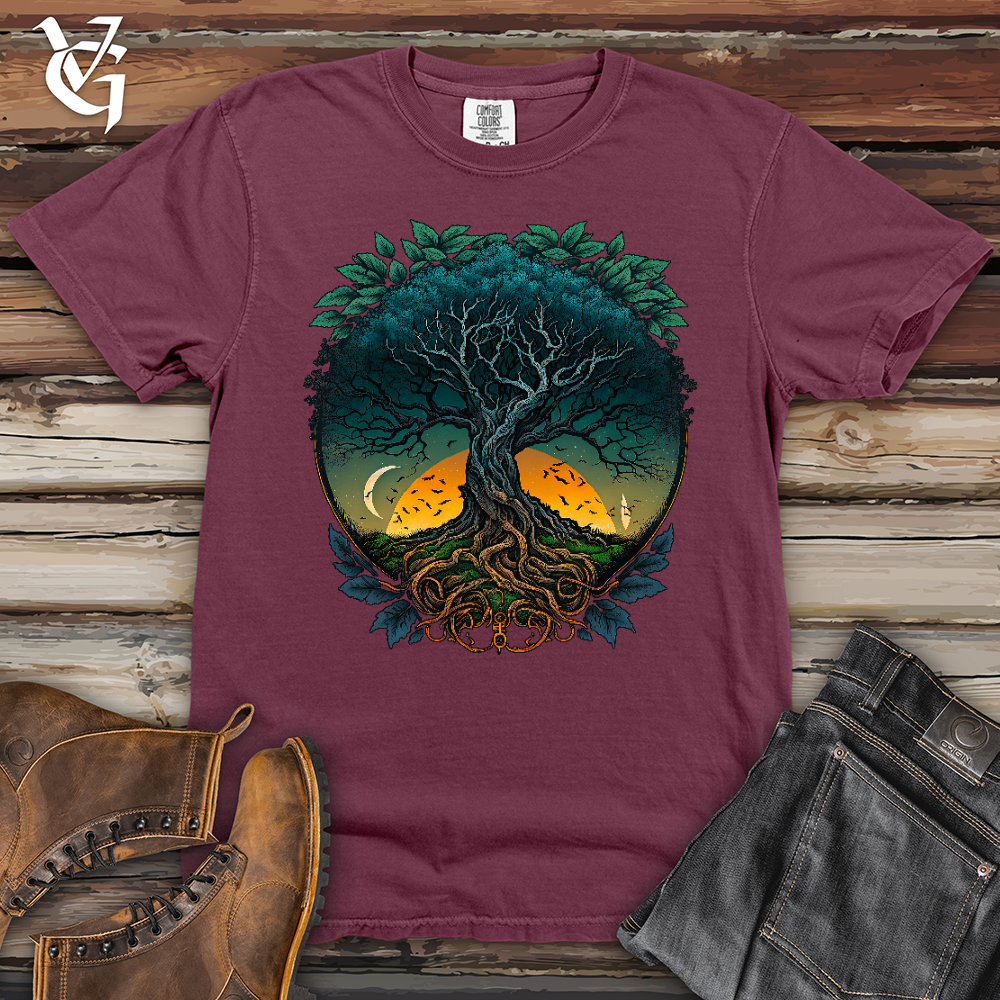 Viking Goods Sunset Yggdrasil Heavy Cotton Comfort Colors Tee Berry / L