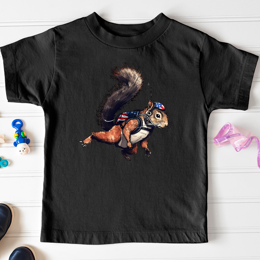 Viking Goods American Skydiving Squirrel Toddler Tee Black / 2T