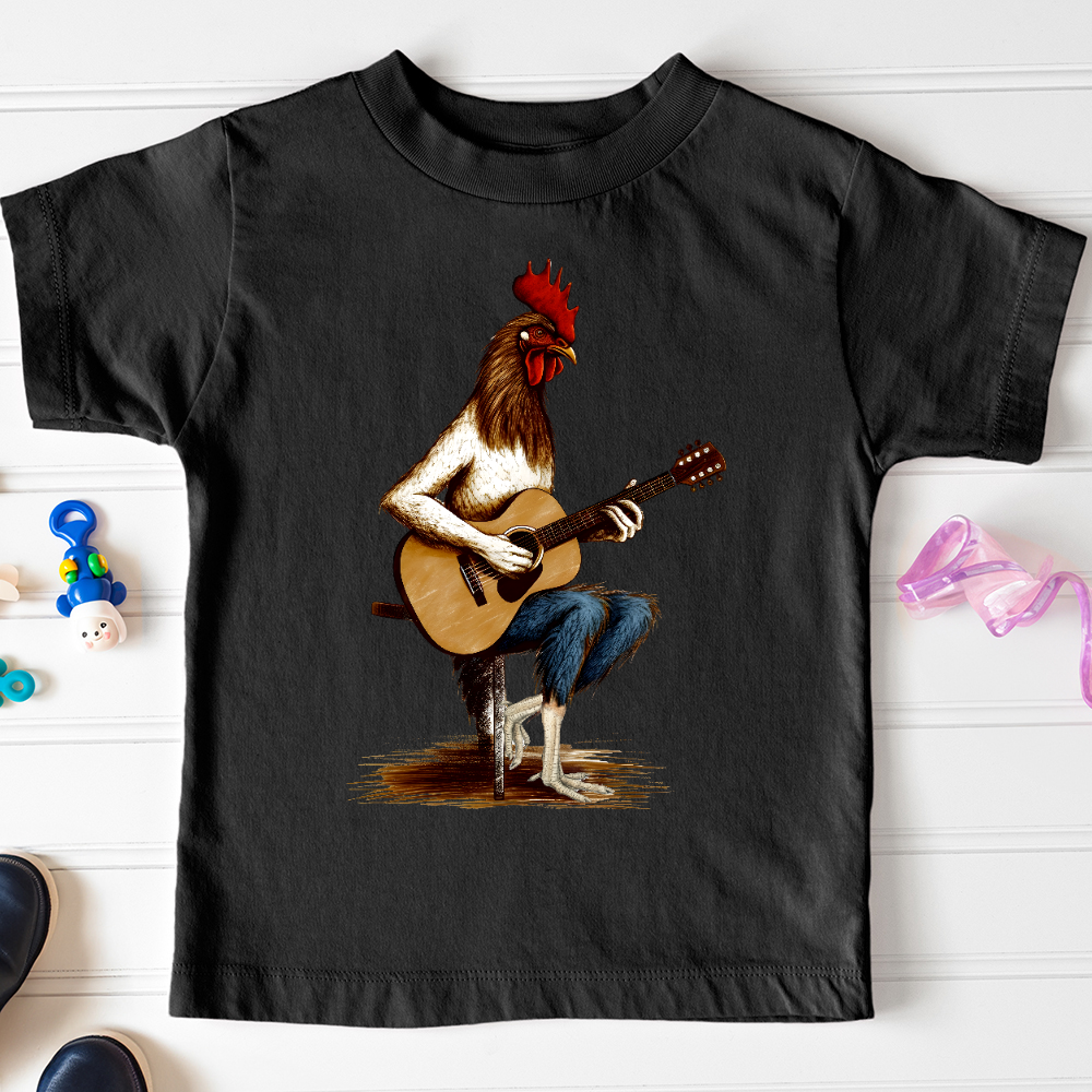 Viking Goods Chicken Guitarist Toddler Tee Black / 2T