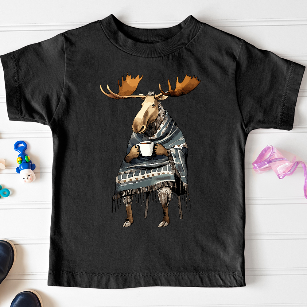 Viking Goods Coffee Drinking Moose Toddler Tee Black / 2T