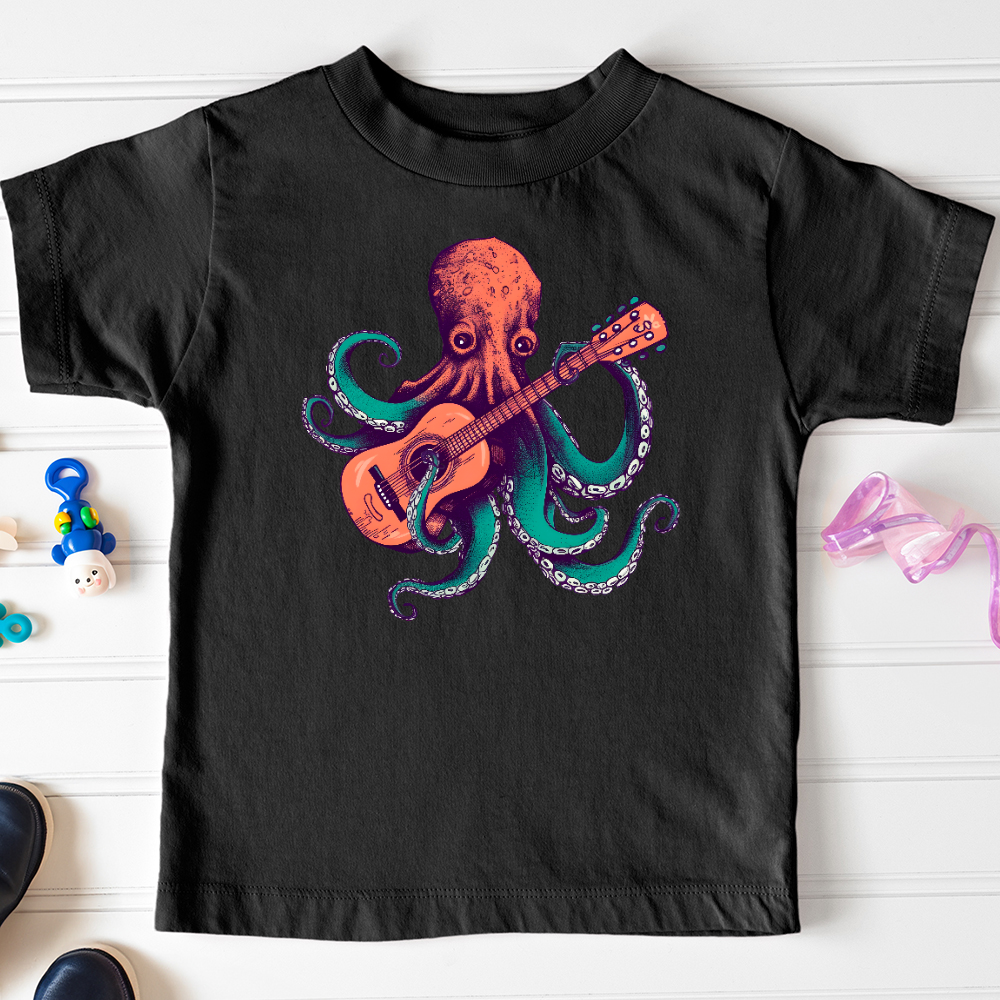 Viking Goods Octopus Guitarist Toddler Tee Black / 2T