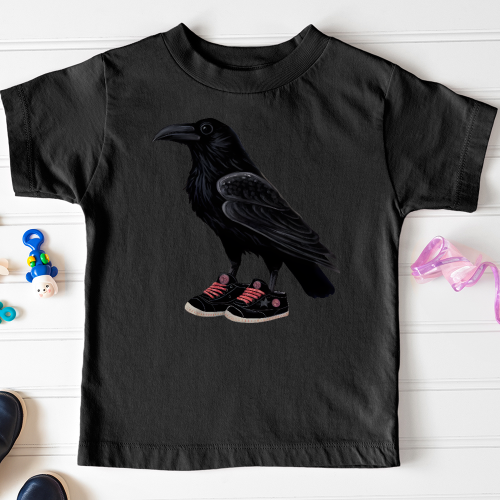 Viking Goods Raven Wearing Sneakers Toddler Tee Black / 2T