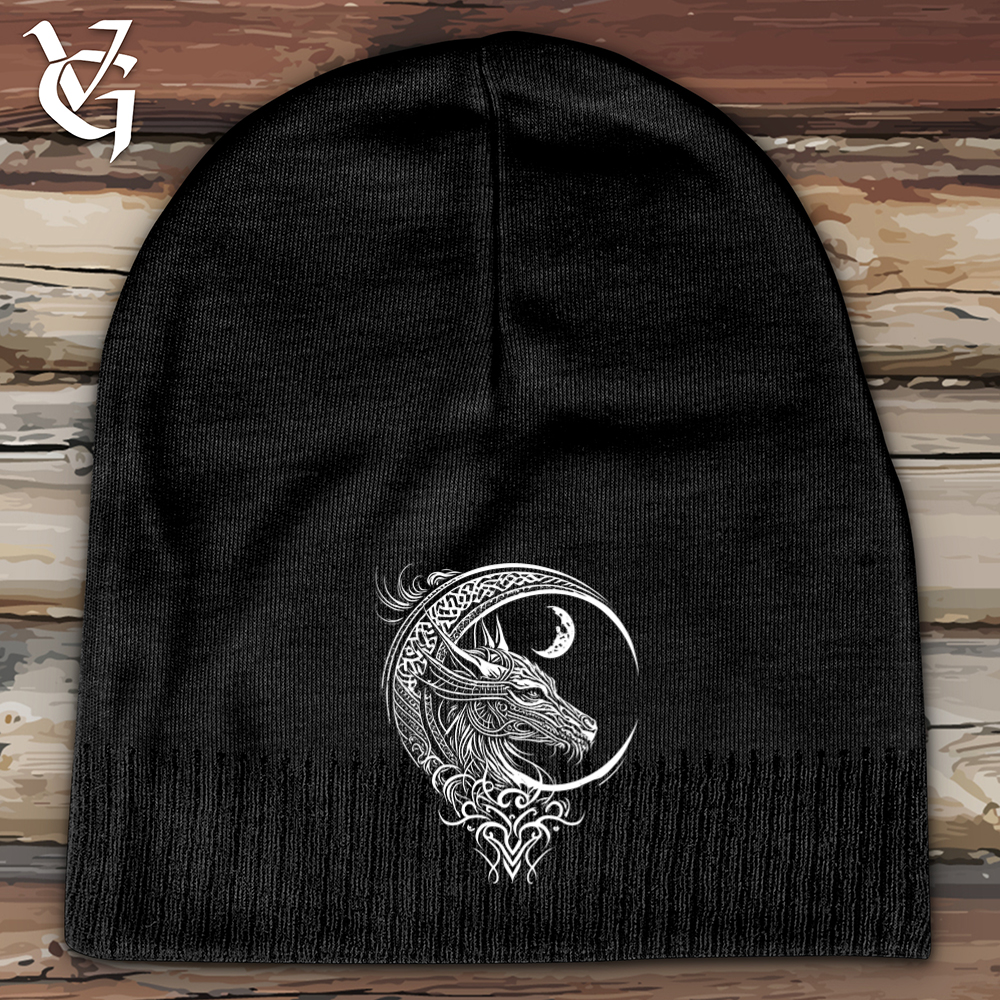 Viking Goods Celtic Dragon and Moon Cotton Beanie Black