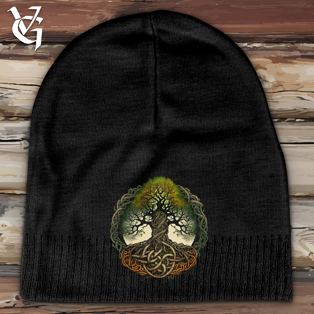 Viking Goods Celtic Life of Tree Cotton Beanie Black