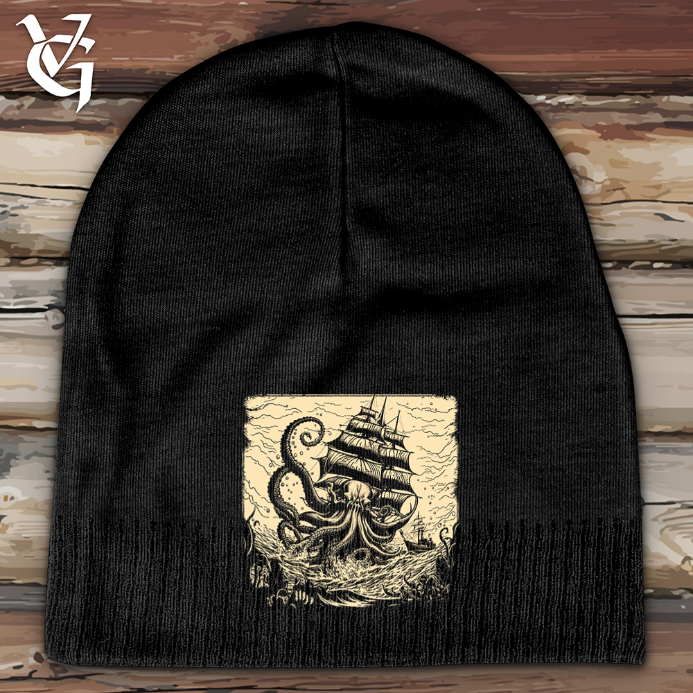 Viking Goods Kraken At Sea Cotton Beanie Black