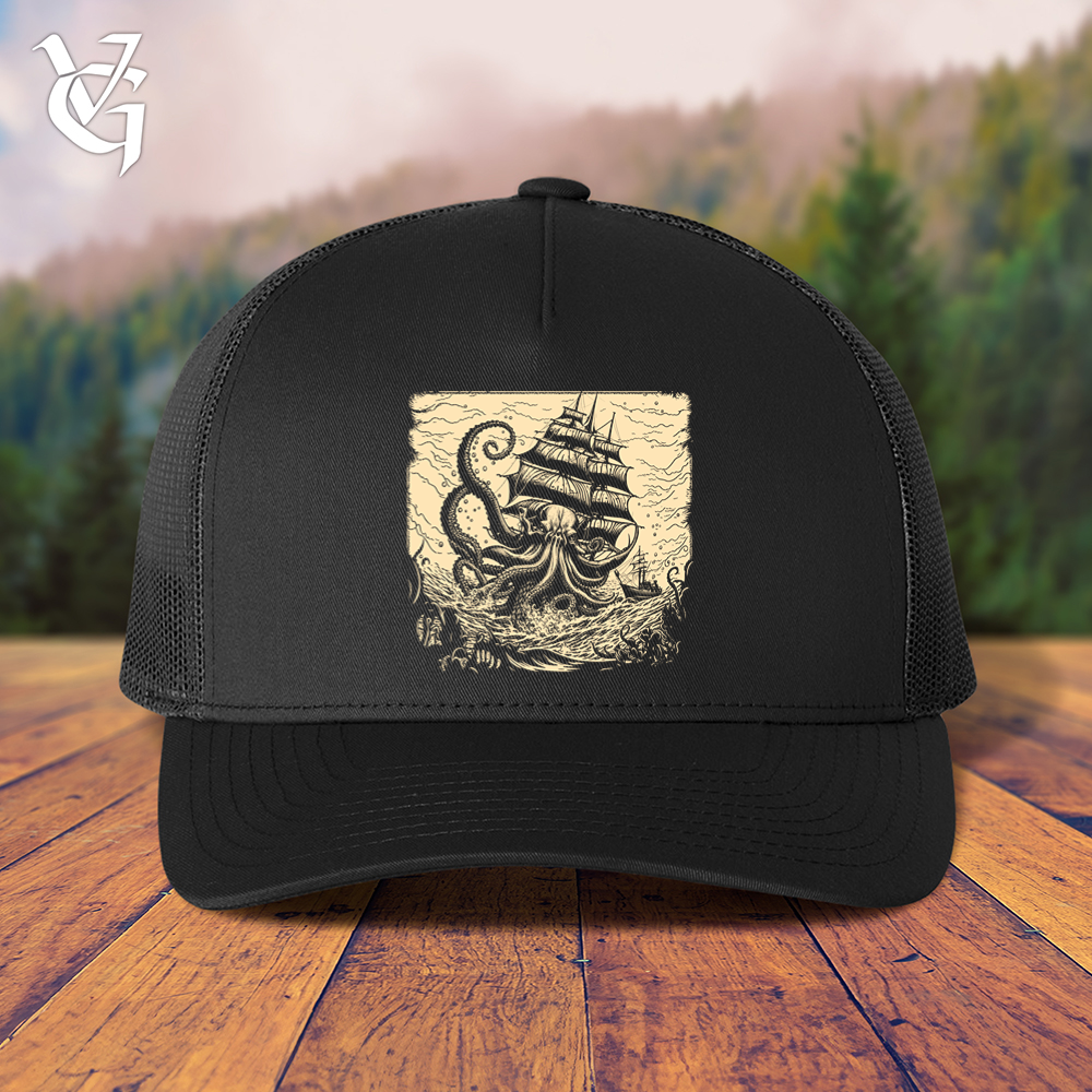Viking Goods Kraken At Sea Trucker Cap Black
