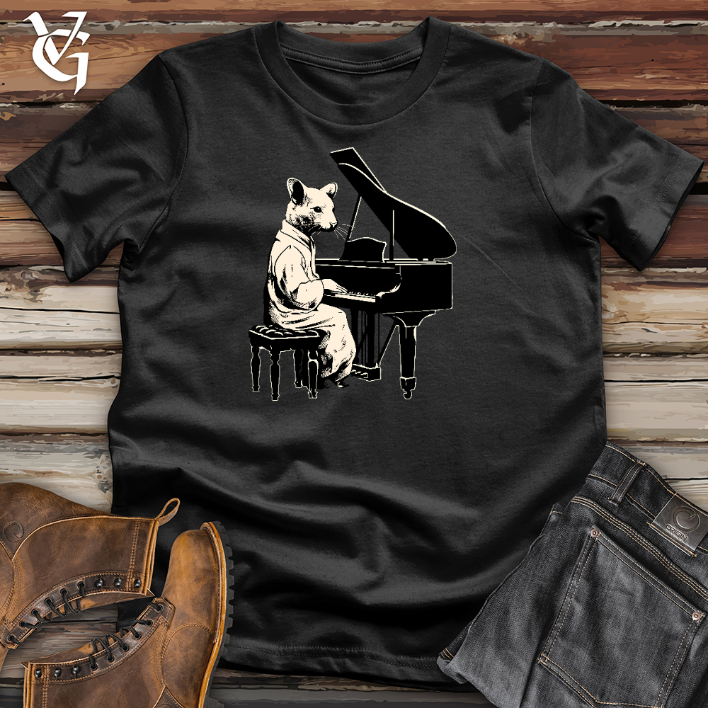 Viking Goods A Mouse Playing Piano Cotton Tee Black / L