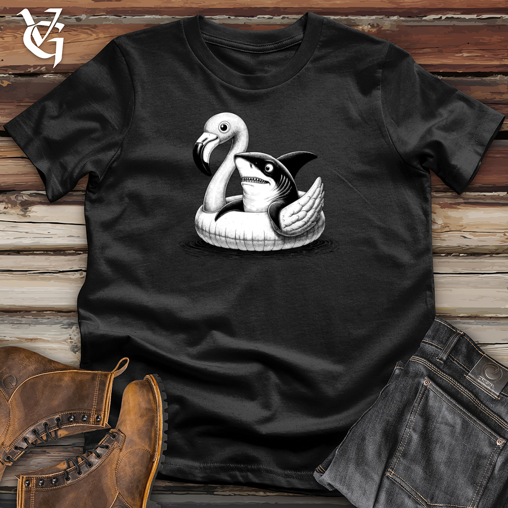 Viking Goods A Shark laying on top of a Flamingo Softstyle Tee Black / L