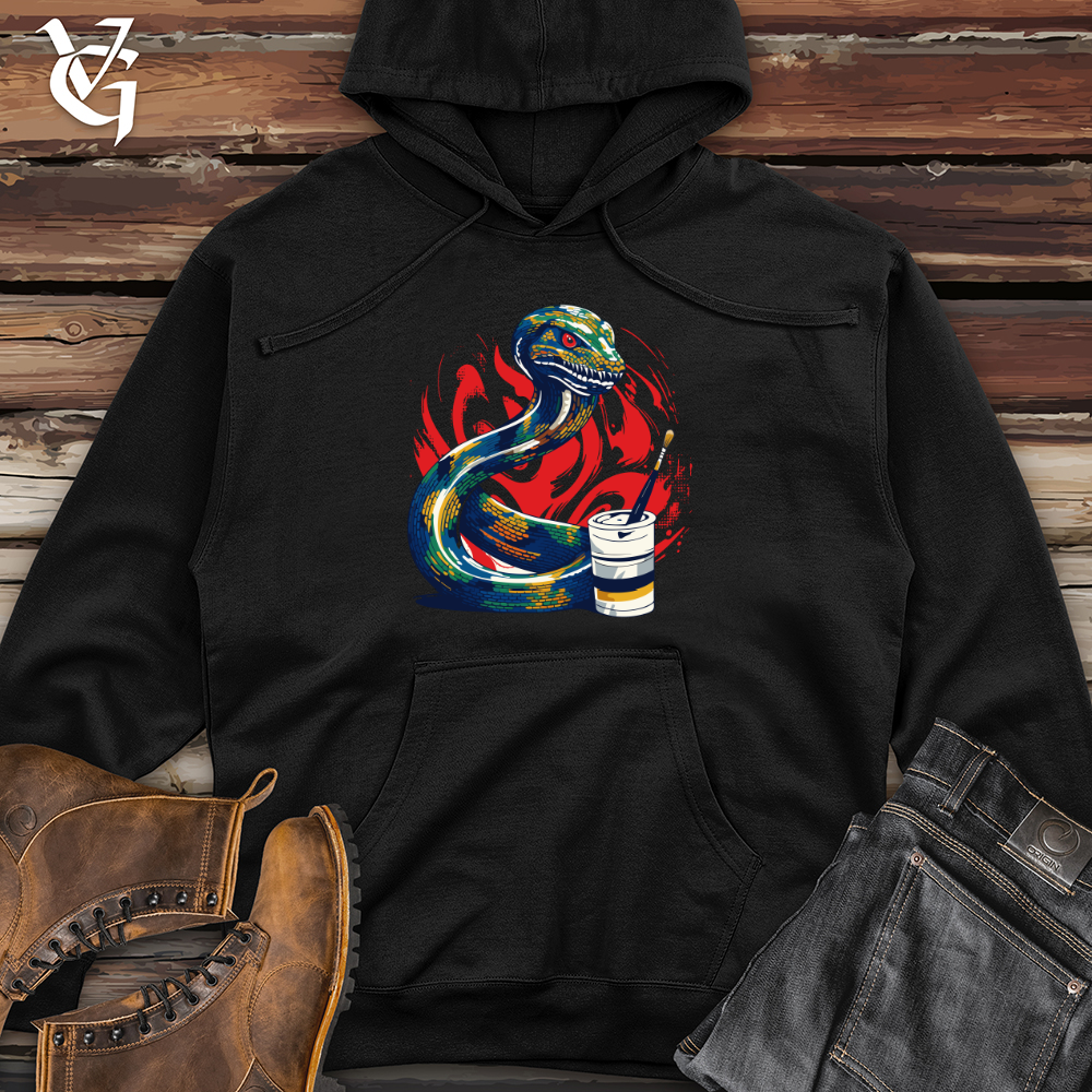 Viking Goods Abstract Serpent Strokes Midweight Hooded Sweatshirt Black / L