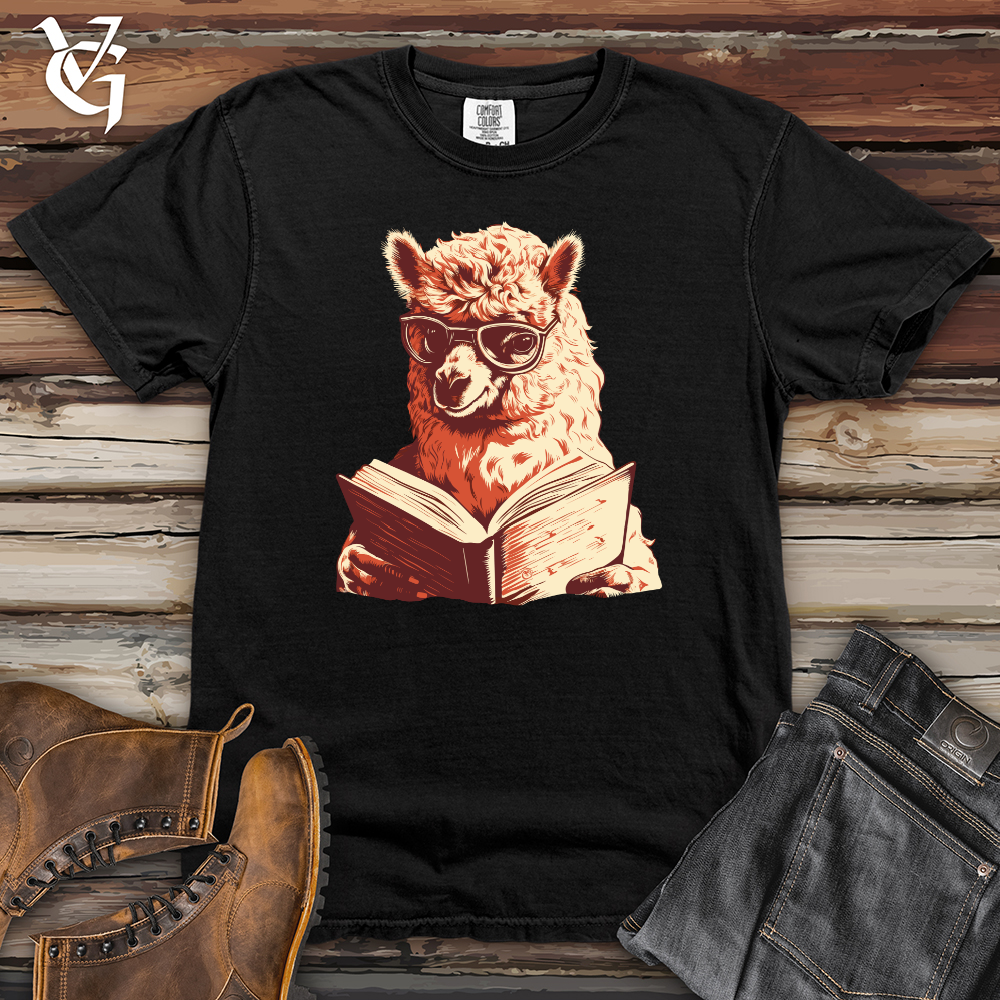Viking Goods Alpaca Bibliophile Tranquil Read Heavy Cotton Comfort Colors Tee Black / L