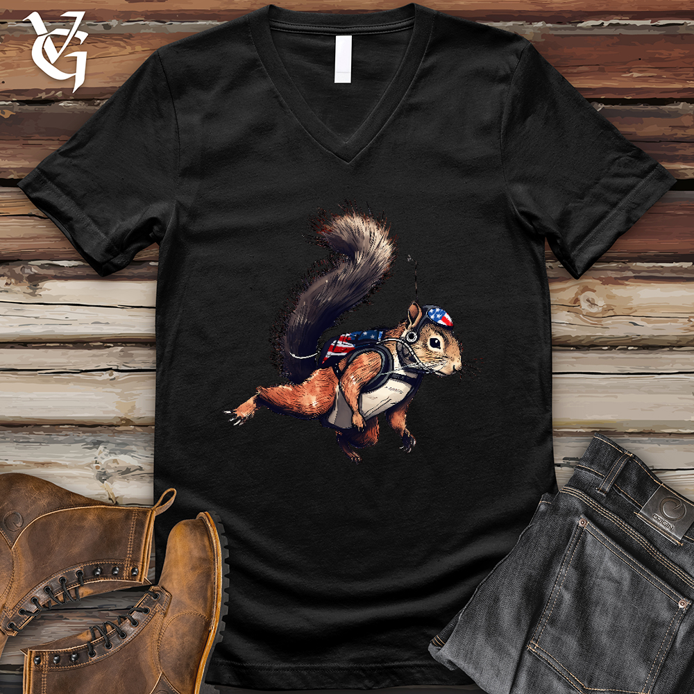 Viking Goods American Skydiving Squirrel V-Neck Tee Black / L