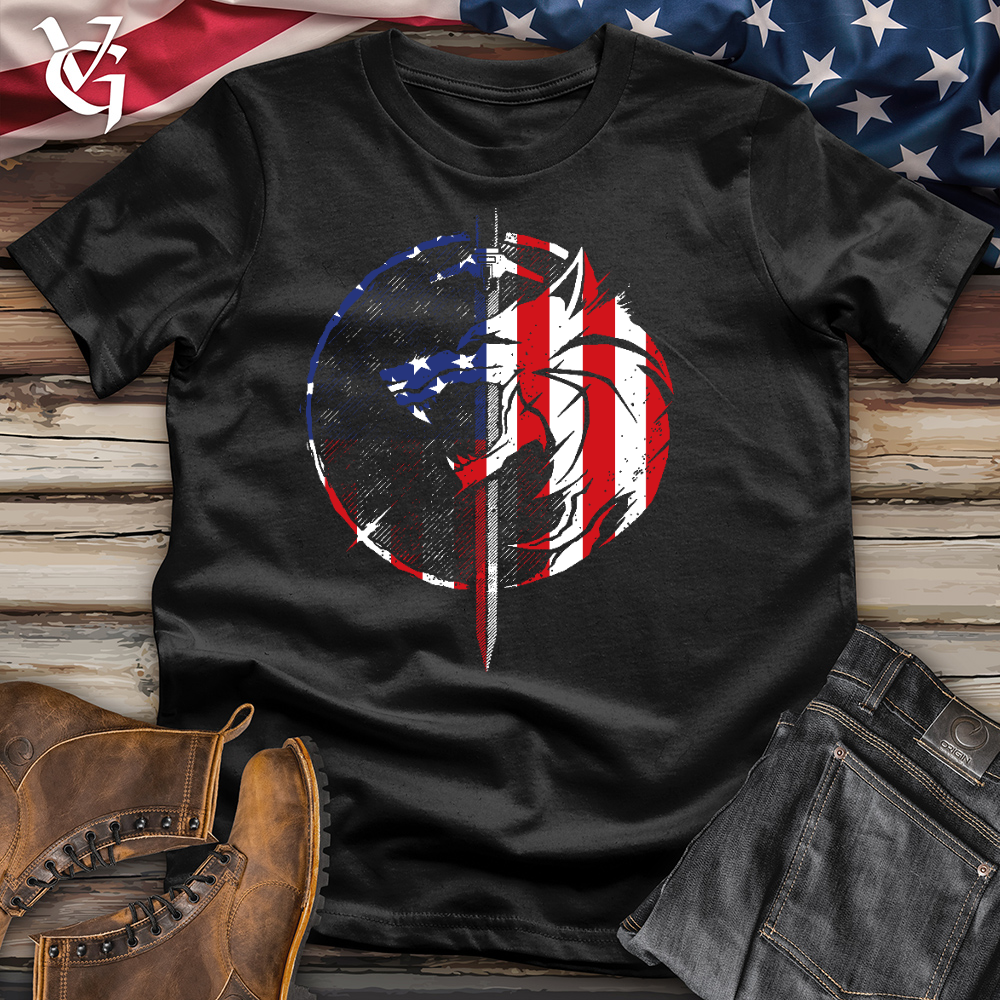 Viking Goods American Sword and Wolf Cotton Tee Black / L