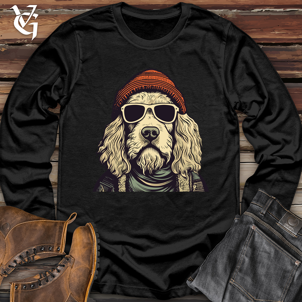 Viking Goods Beanie Rocking Doodle Dog Softstyle Long Sleeve Black / L