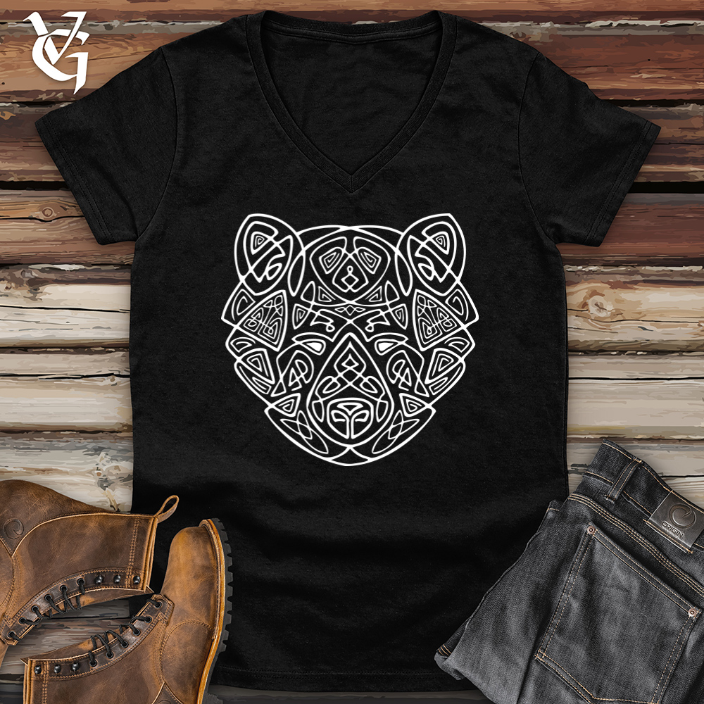Viking Goods Bear Head Celtic Style Softstyle V-Neck Black / L