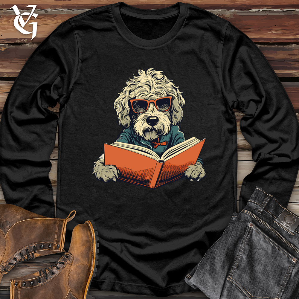 Viking Goods Bookworm Doodle Dog Read Softstyle Long Sleeve Black / L