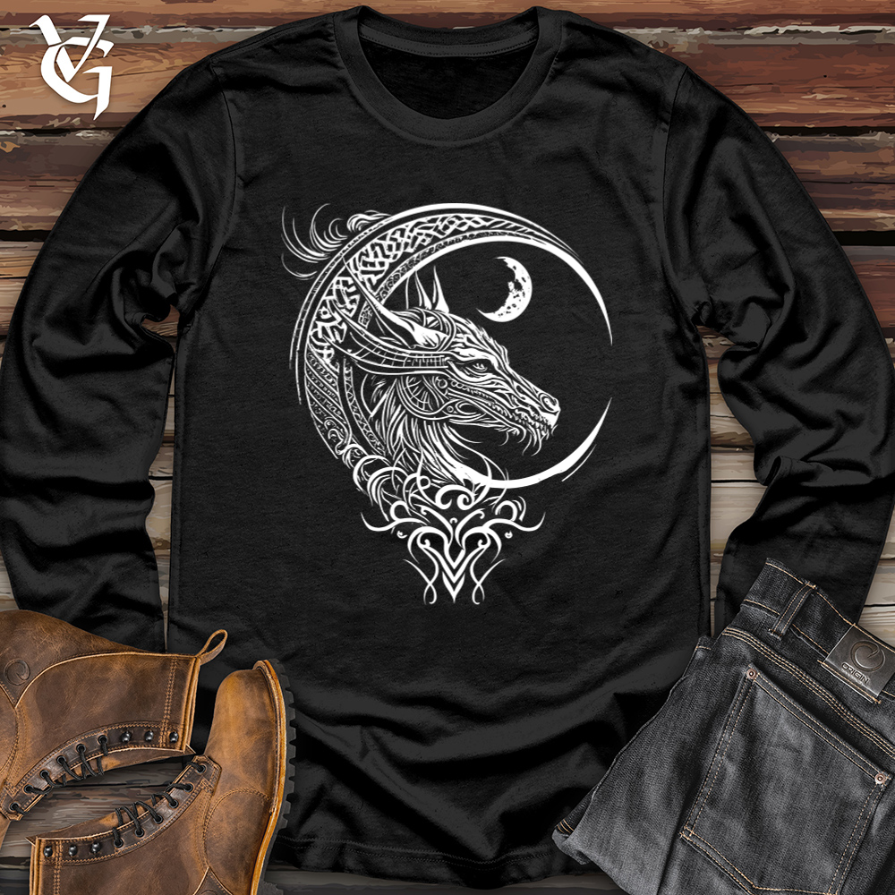 Viking Goods Celtic Dragon and Moon Softstyle Long Sleeve Black / L
