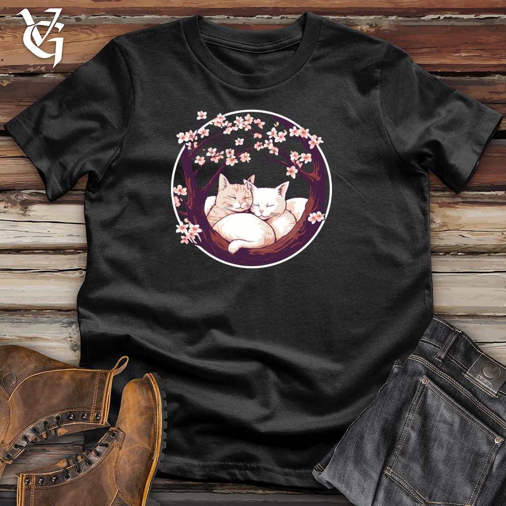 Cherry Blossom Felines Cotton Tee