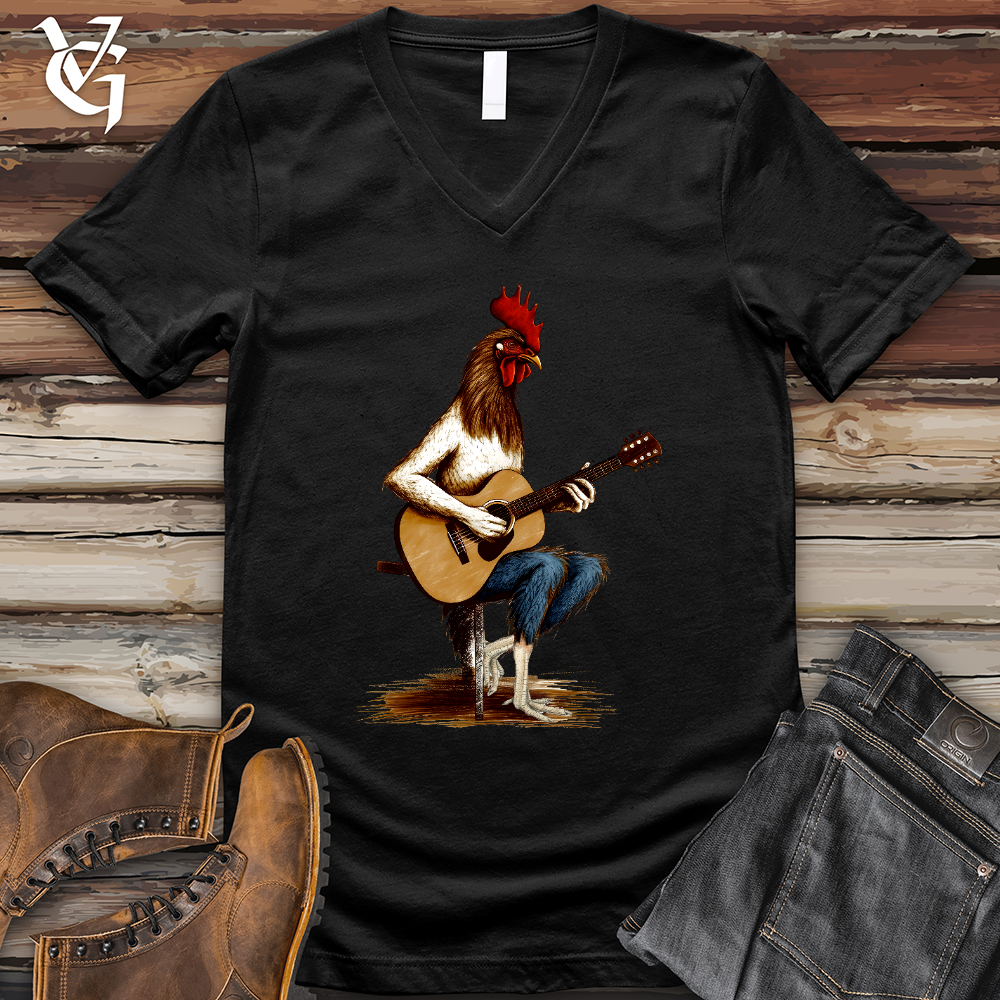 Viking Goods Chicken Guitarist V-Neck Tee Black / L
