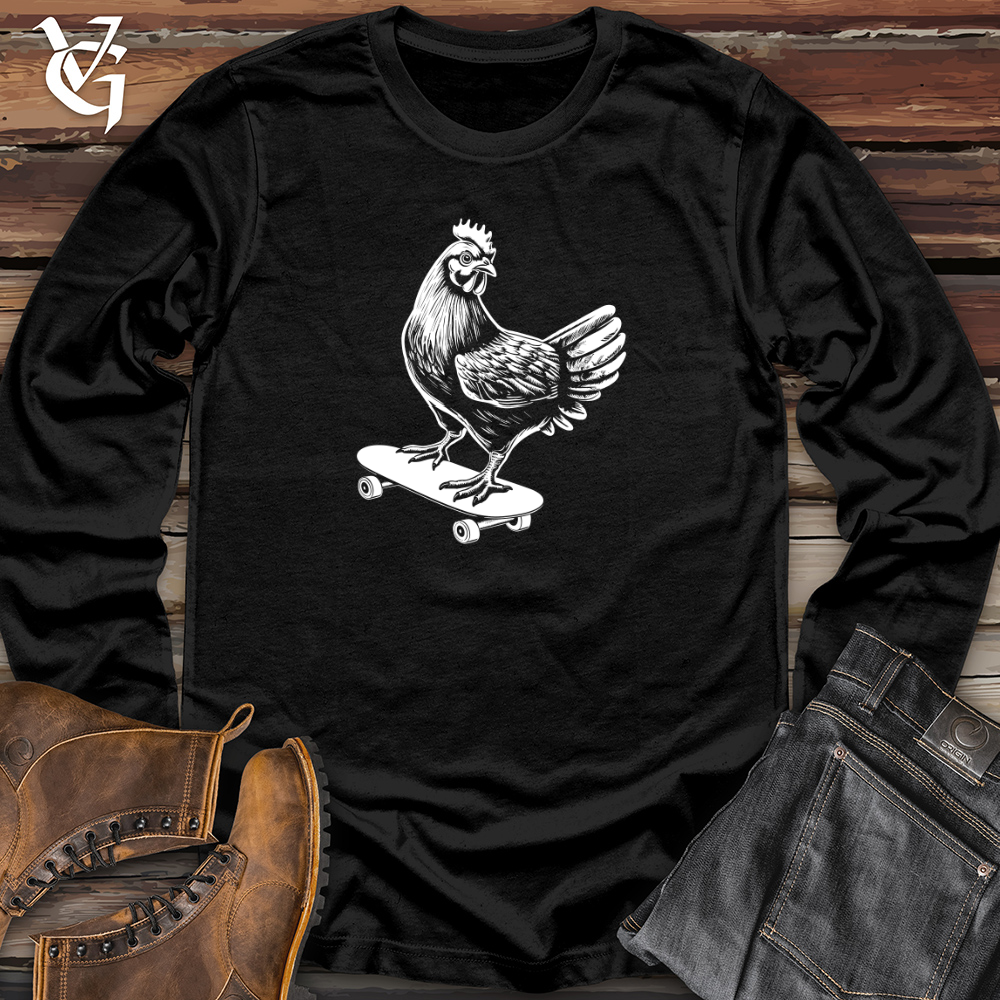 Viking Goods Chicken on a Skateboard Long Sleeve Military Green / L