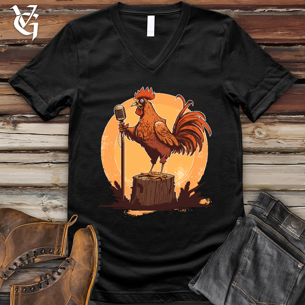 Viking Goods Chicken Rockstar V-Neck Tee Black / L