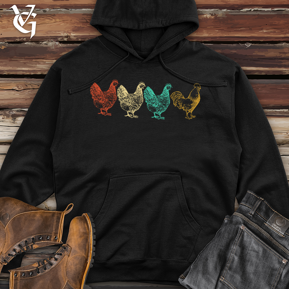 Viking Goods Chicken Scene Midweight Hooded Sweatshirt Black / L