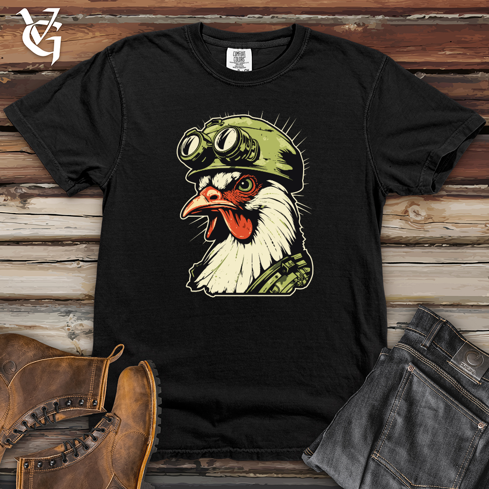 Viking Goods Chicken Soldier Helm Bravery Heavy Cotton Comfort Colors Tee Black / L