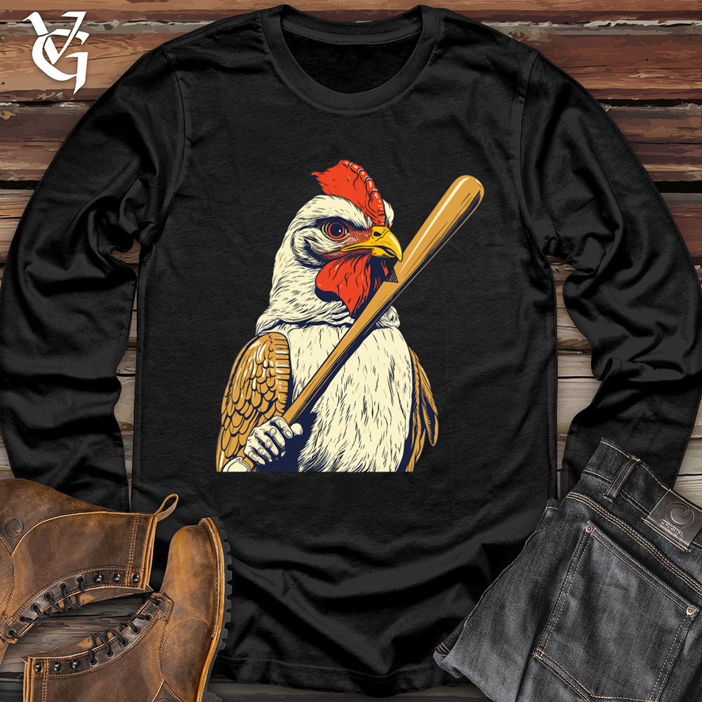 Viking Goods Chicken Swing Baseball Softstyle Long Sleeve Black / L