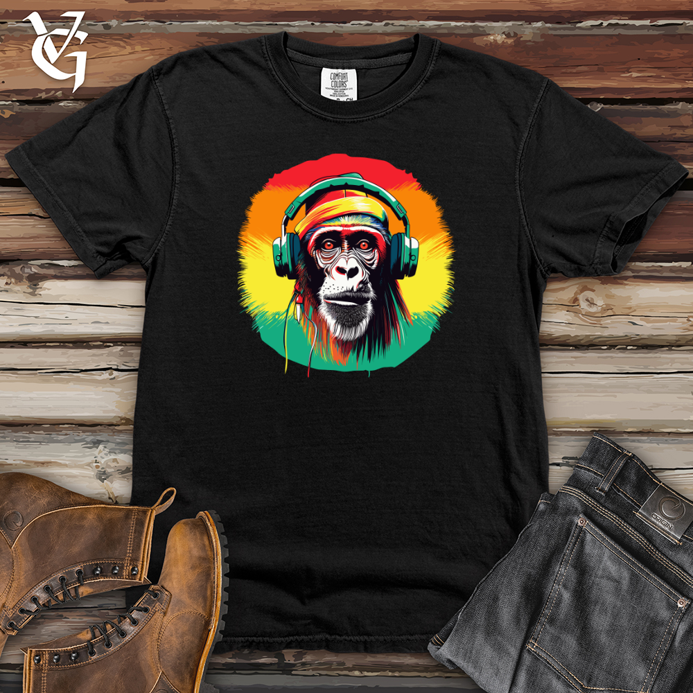 Viking Goods Chimpanzee Music Headphones Heavy Cotton Comfort Colors Tee Black / L