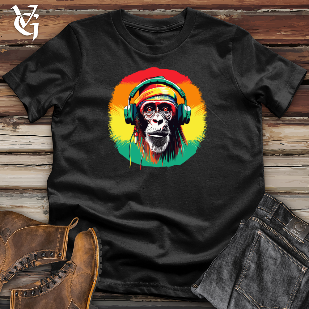 Viking Goods Chimpanzee Music Headphones Softstyle Tee Black / L