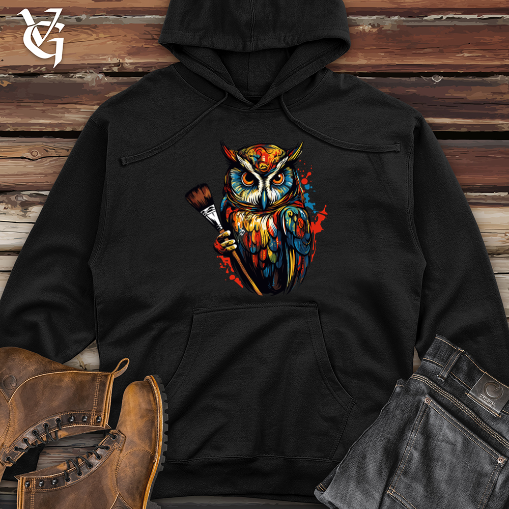 Viking Goods Classic Painter Owl 01 Midweight Hooded Sweatshirt Black / L