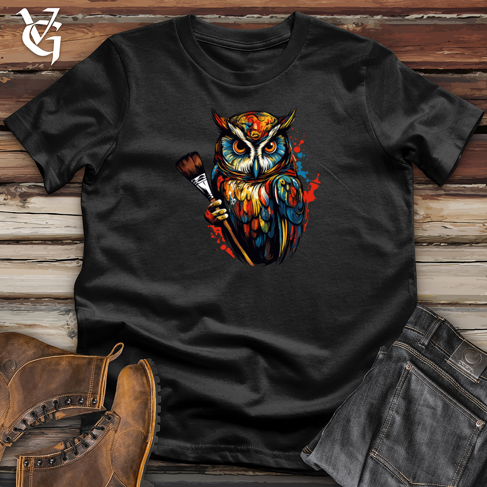 Viking Goods Classic Painter Owl 01 Softstyle Tee Black / L