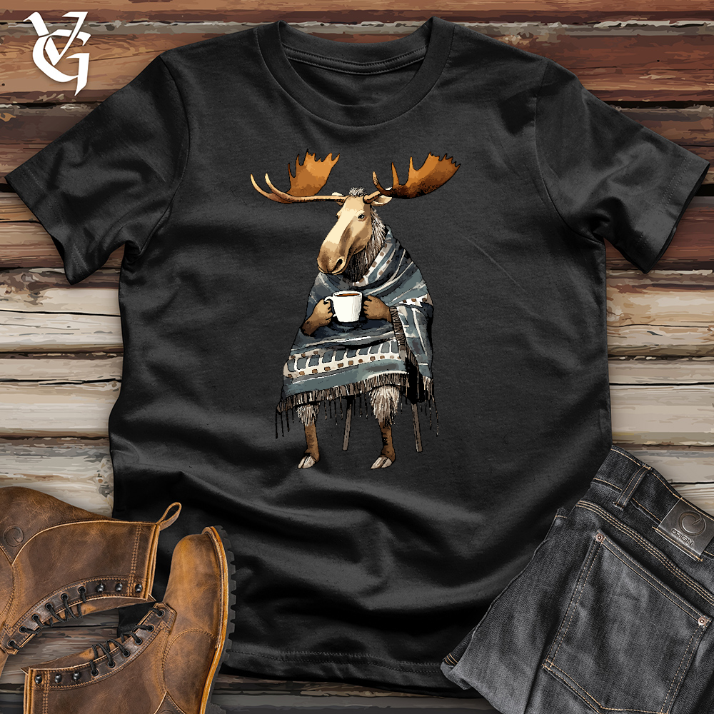Viking Goods Coffee Drinking Moose Cotton Tee Black / L