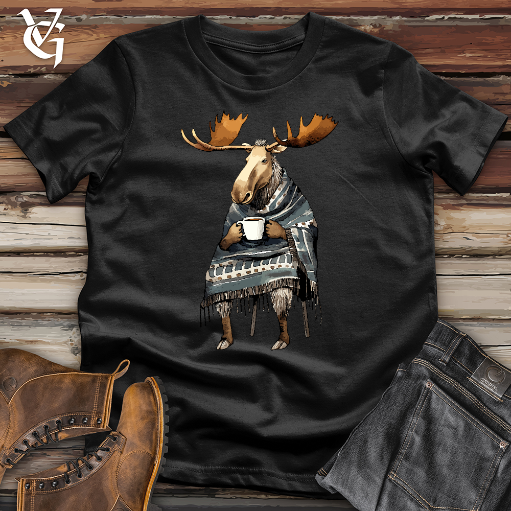 Viking Goods Coffee Drinking Moose Softstyle Tee Black / L