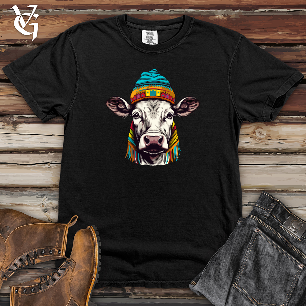 Viking Goods Colorful Beanie Cow Heavy Cotton Comfort Colors Tee Black / L
