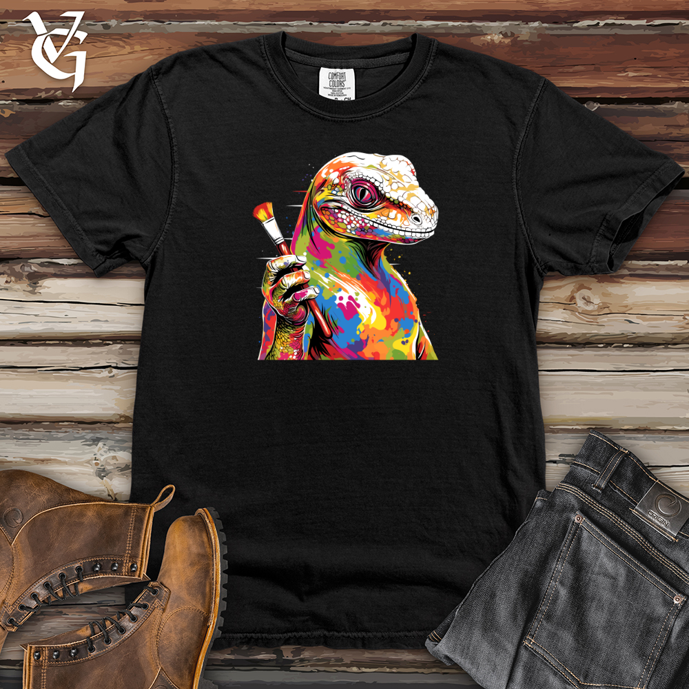 Viking Goods Colorful Brushstroke Lizard Heavy Cotton Comfort Colors Tee Black / L