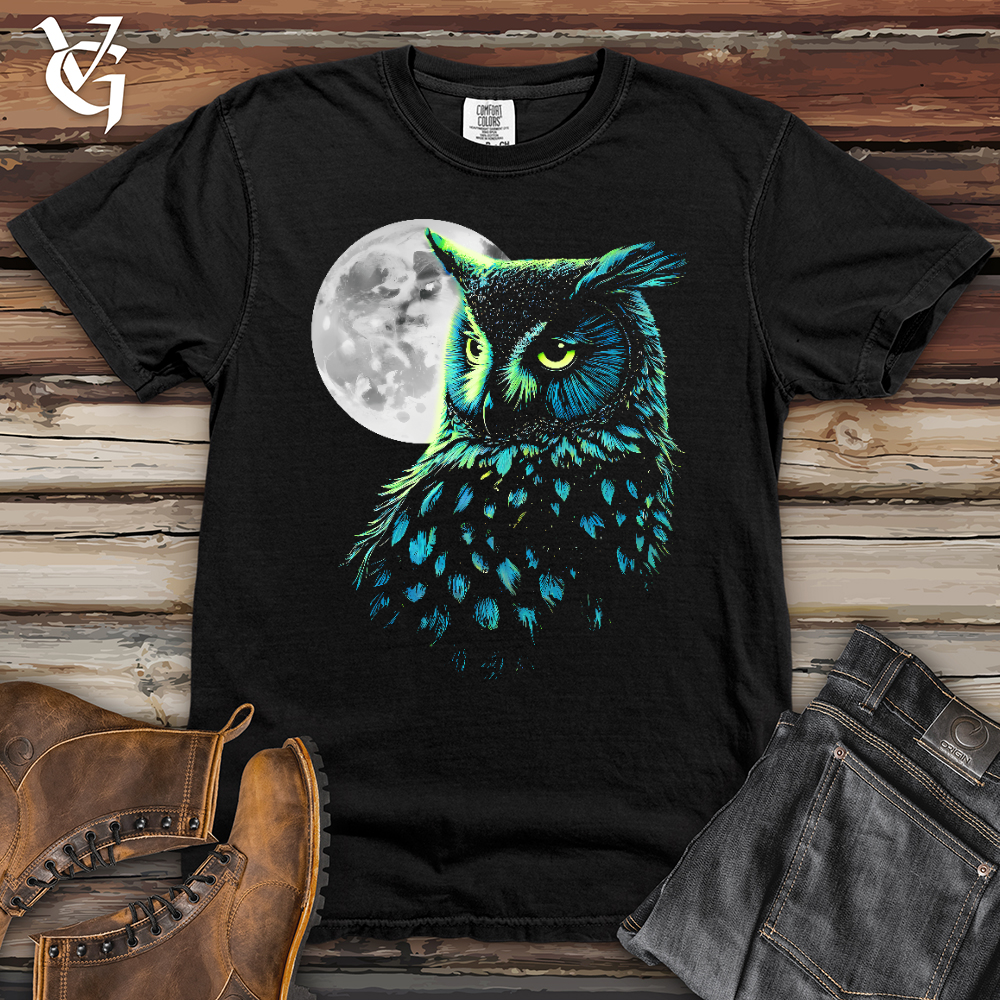 Viking Goods Cosmic Moon Owl Heavy Cotton Comfort Colors Tee Black / L
