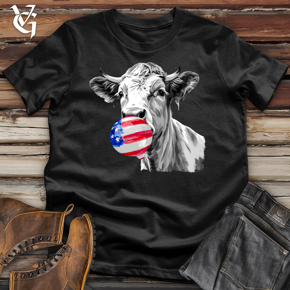 Viking Goods Cow and a Usa Flag Gum Softstyle Tee Black / L