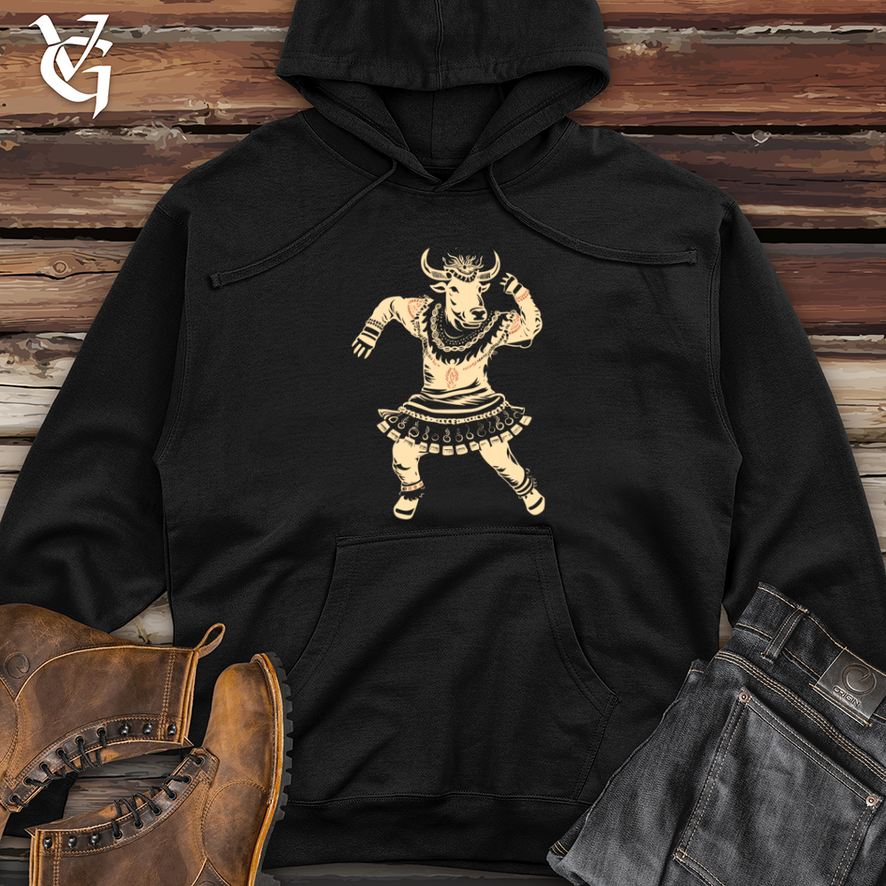 Viking Goods Cow Tribal Dance Midweight Hooded Sweatshirt Black / L