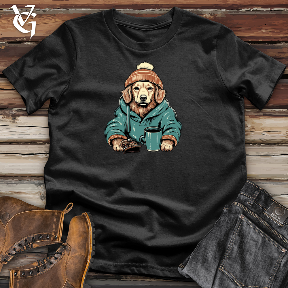 Viking Goods Cozy Cocoa Golden Retriever Cotton Tee Black / L