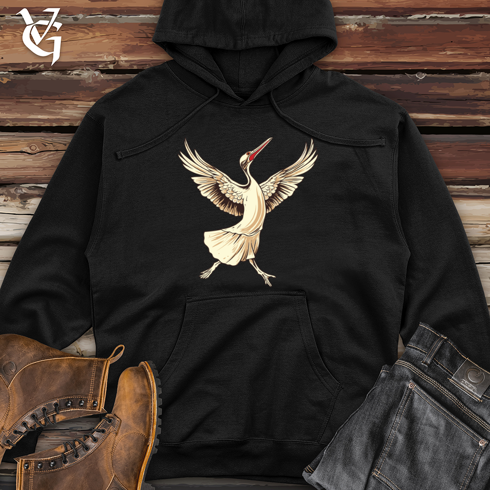 Viking Goods Crane Elegant Dance Midweight Hooded Sweatshirt Black / L