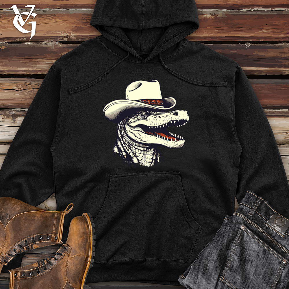 Viking Goods Crocodile Marshland Cowboy Swagger Midweight Hooded Sweatshirt Black / L