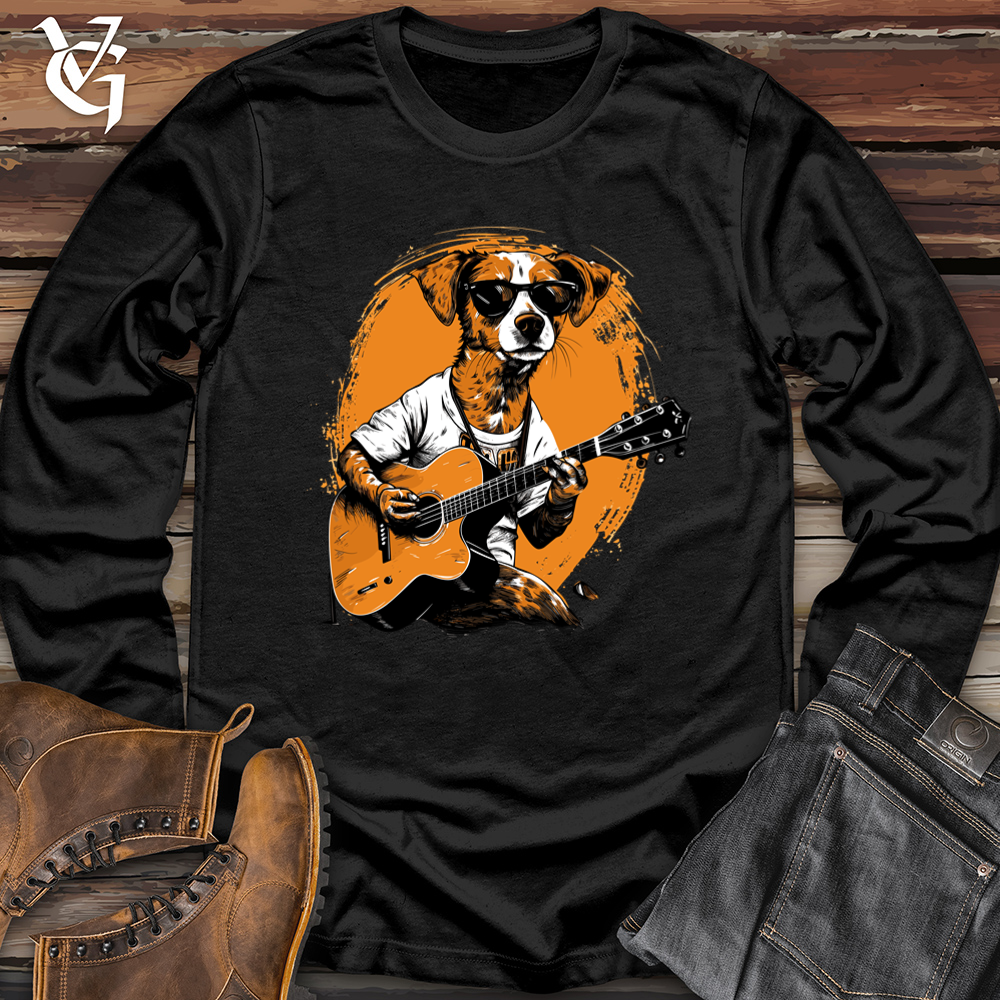 Viking Goods Dog Guitarist Softstyle Long Sleeve Black / L