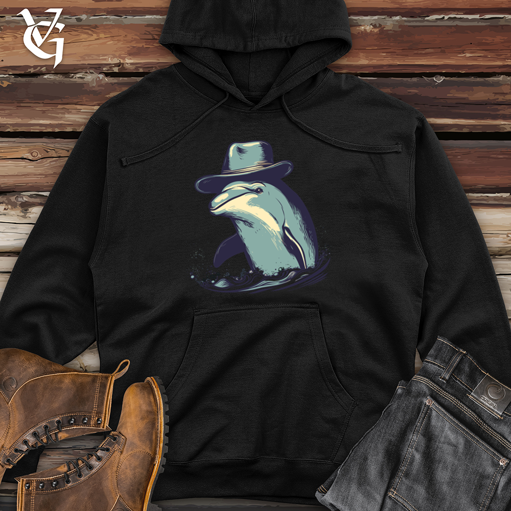Viking Goods Dolphin Cowboy Ripples Midweight Hooded Sweatshirt Black / L