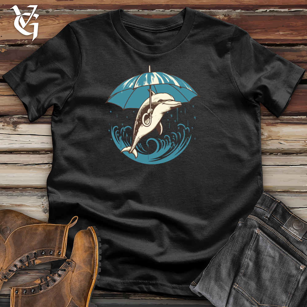 Viking Goods Dolphin Ocean Drizzle Umbrella Oasis Cotton Tee Black / L