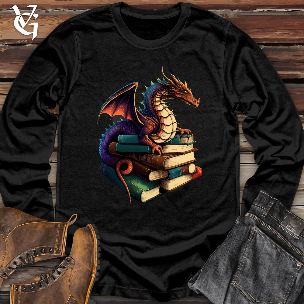 Viking Goods Dragon Book Hoarder Long Sleeve Black / L